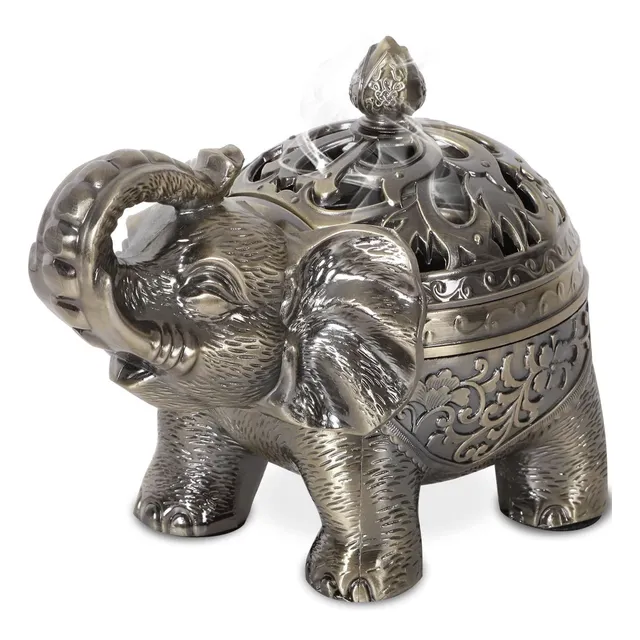 Gusnilo Soporte Incienso Vintage Metal Quemador Elefante