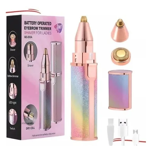 Depilador Cejas Facial Cuerpo 2en1 Usb Multifuncional Caoba Color Rosa
