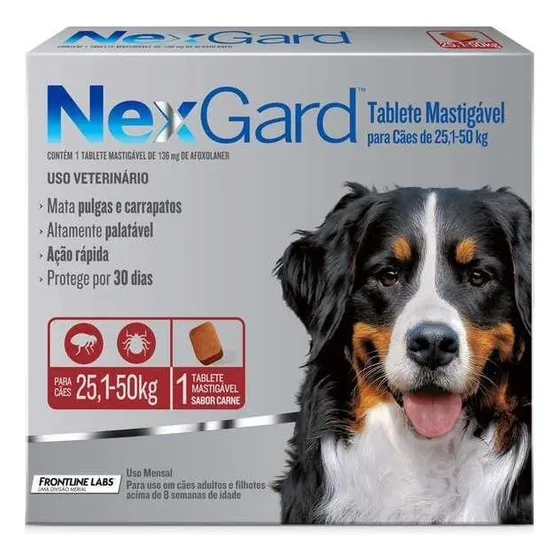 NexGard Antipulgas E Carrapatos Para Cães 25 A 50kg