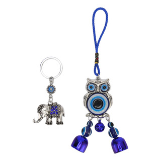 Llavero Con Forma De Elefante Y Ojo Azul Con Decoración De B Llavero Con Forma De Elefante Y Ojo Azul Con Decoración De B
