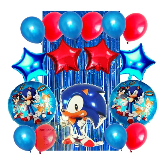 Combo Globos De Cumpleaños Sonic Kit Completo