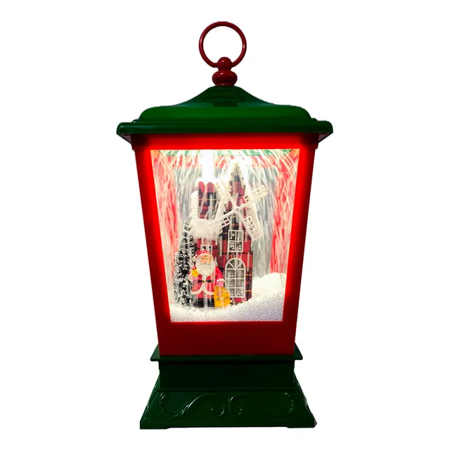 Farol Navideño Musical Con Luces Y Caída De Nieve