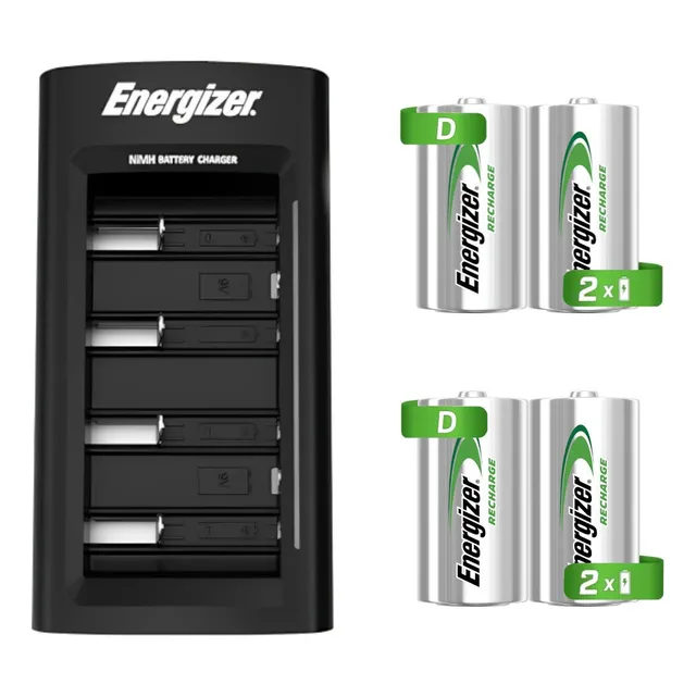 Cargador Universal Energizer + 4 Pilas Recargables Tamaño D