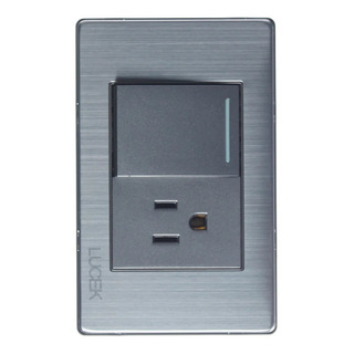 Placa Metálica Con 1 Apagador Y 1 Contacto De 1.5 Módulos Placa Metálica Con 1 Apagador Y 1 Contacto De 1.5 Módulos