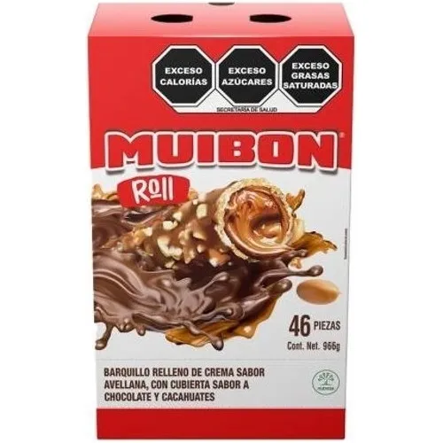 Muibon Barquillo Relleno Crema De Avellana Y Chocolate 46pz