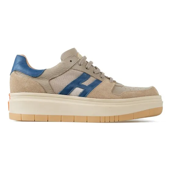 Zapatilla Con Plataforma Beige Y Azul Hoyas Mujer Heyas