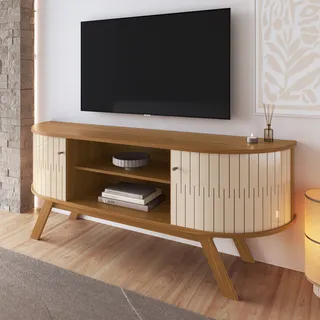 Rack Bancada Atlanta Para Tv De Até 55 Polegadas Com 2 Portas E 1 Prateleira Para Sala De Estar Cor Nature Off Rack Bancada Atlanta Para Tv De Até 55 Polegadas Com 2 Portas E 1 Prateleira Para Sala De Estar Cor Nature Off