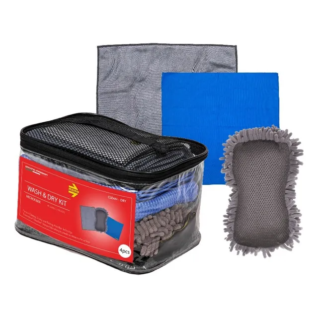 Kit Lavado Carro Momo Secado Microfibra Limpieza Vehiculo Color Gris