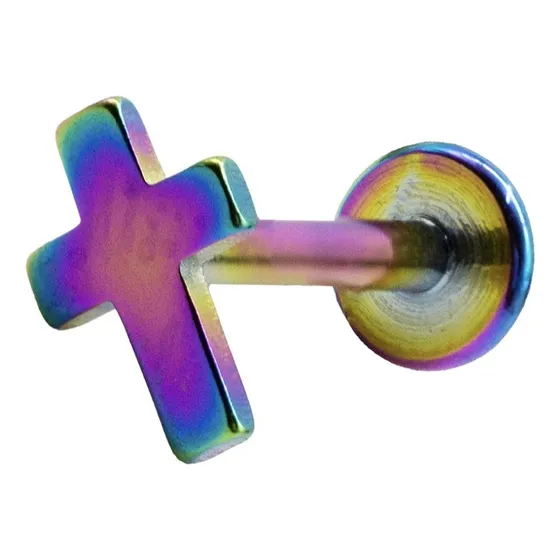 Piercing Labret Cruz Lbcrrb Acero Quirurgico 1.2x8x4 1un