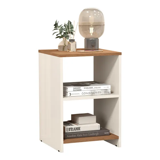 Mesa De Cabeceira Pequena Dwr Moveis Retrô Dubai MDP 48 Cor Branco