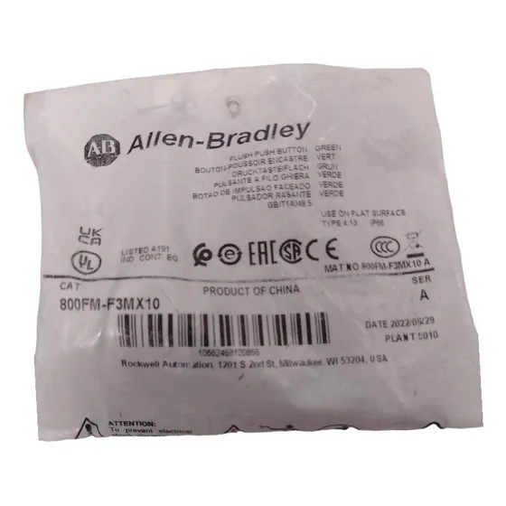 Allen Bradley 800f, -f3mx10 Botón Pulsador Color De Verde