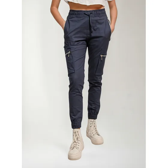 Pantalón Dama Jogger Licrado Tipo Cargo Cremalleras Bolsillo