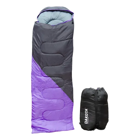 Bolsa de dormir Térmica con Capucha Dakota Impermeable  Rectangular Temperatura de -5ºc a 20ºc Violeta-Gris
