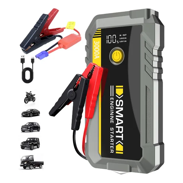 Arrancador De Batería Para Coche Auto 3000a Lcd Arrancador