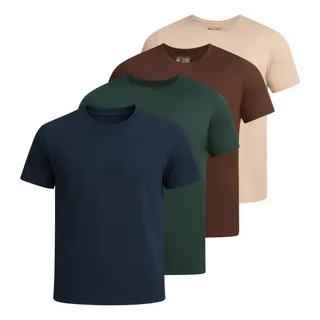 Kit 4 Camisetas Masculinas Basica Algodão Fio 30.1 Premium Azul Marinho-verde Militar-marron- Beje.caq Gg Lisa