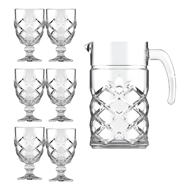 Jogo De Jarra 1.2l Com 6 Taças 200ml Pinea, Casambiente Jogo De Jarra 1.2l Com 6 Taças 200ml Pinea, Casambiente