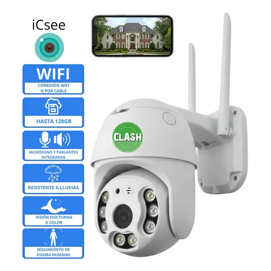 Camara Wifi Hd Icsee Exterior Domo Full Nocturna Audio Alarm Blanco