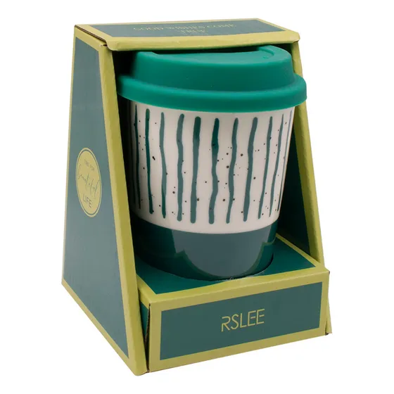 Vaso Taza Cerámica De 400ml Con Tapa De Silicona - Diseño 2