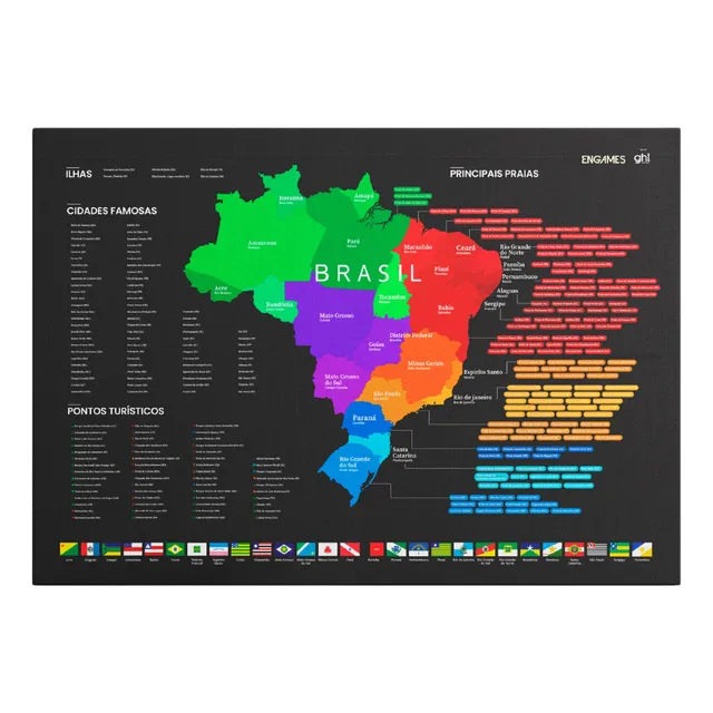 Quadro Grande Mapa Do Brasil Sem Moldura Raspadinha Estados