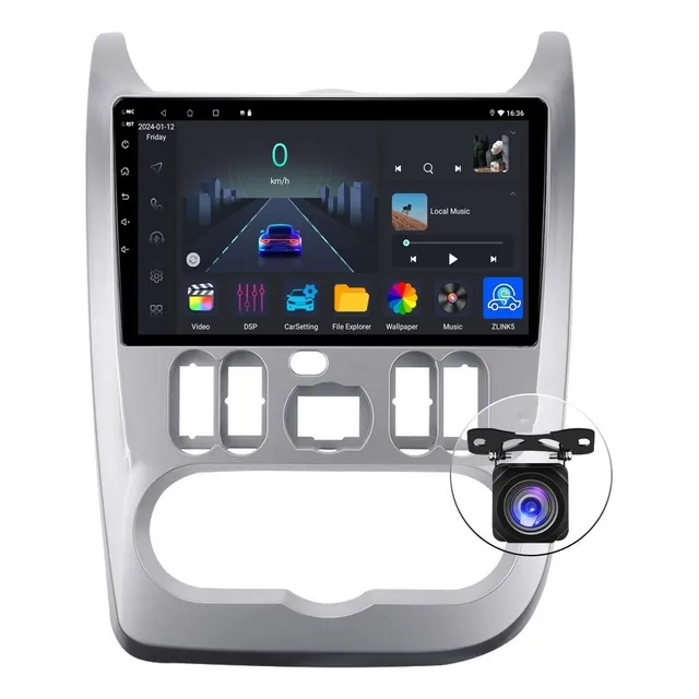Zk Carplay Stereo 4+64 Gb Para Renault Logan 1 Sandero