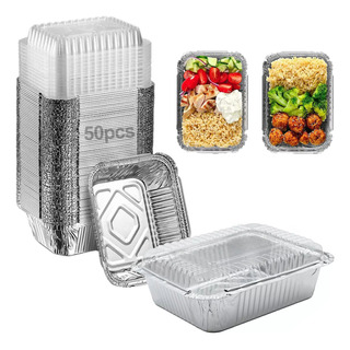 Molde De Aluminio Desechable Con Tapa 16.5x13.5 Cm 50 Pcs Molde De Aluminio Desechable Con Tapa 16.5x13.5 Cm 50 Pcs