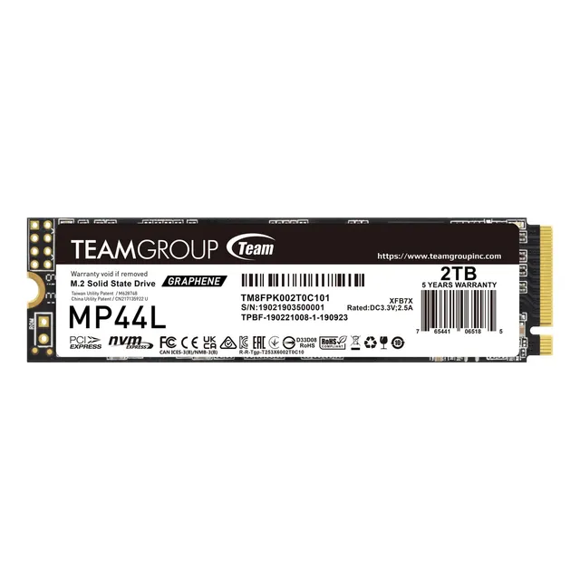 Teamgroup Mp44l 2tb Slc Cache Nvme 1.4 Pcie Gen 4x4 M.2 2280 Ssd Para Portátil Y Computadora (r/w De Velocidad De Hasta 4.800/4.400mb/s) Tm8fpk002t0c101