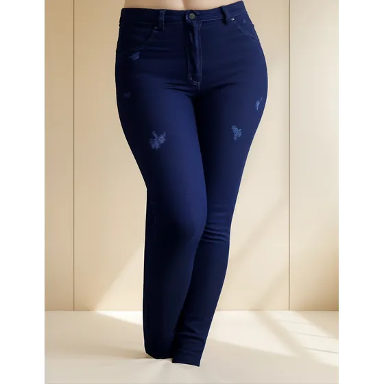 Jean Mujer Moldeador  Skinny Tiro Alto Colombiano Azul