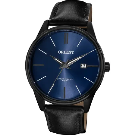 Relógio Orient Masculino Fundo Azul Pulseira Couro Calendário MPSC1018D1PX