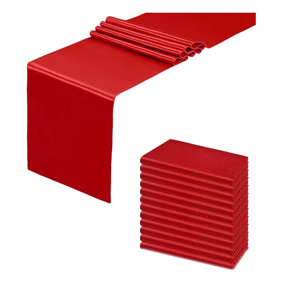 12 Camino Mesa Rojo Saten X 108  Largo Seda Tela Suave Para