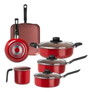 Batería De Cocina Ekco Classic Contenido 9 Piezas Rojo Batería De Cocina Ekco Classic Contenido 9 Piezas Rojo