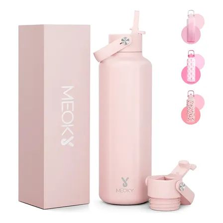 Meoky Garrafa Térmica 709ml Bebidas Tampa E Canudo 2 Em 1