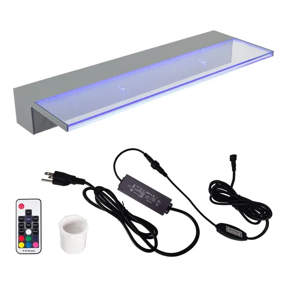 Fonte De Piscina Em Cascata Iluminada Yuda Com Led 7 Change