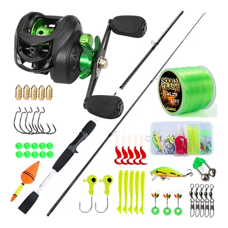 Vara De Pesca Completo 1.65m + Carretilha 7.2:1 E Linha + Acessórios Sougayilang