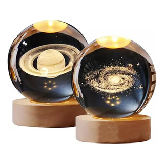 2pcs Led Luz De Noche 3d Luna Saturno Bola De Cristal 2pcs Led Luz De Noche 3d Luna Saturno Bola De Cristal