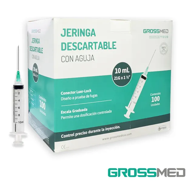 Jeringa De 10 Cc Con Aguja 21g X 1 1/2  Luer Lock - Grossmed