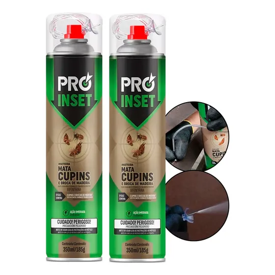 2 Mata Cupim Brocas Pro Inset Fácil Aplicação Madeira 350ml