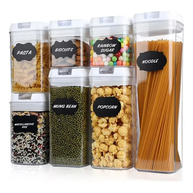 Organizadores De Cocina Set De 7 Frascos Herméticos Blanco