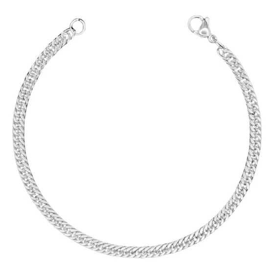 Pulseira Masculina Grumet Elo Duplo Aço Inox Prata 4mm Comprimento 22 Cm Cor Prateado