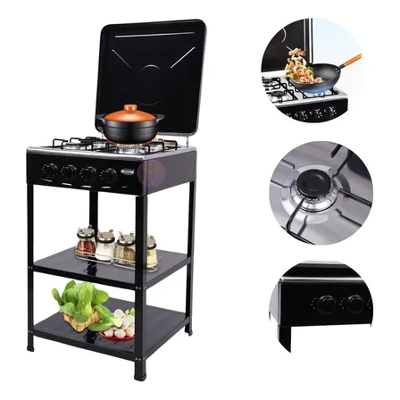 Cocina A Gas Encimera 4 Platos 4 Quemadores Con Patas Negro