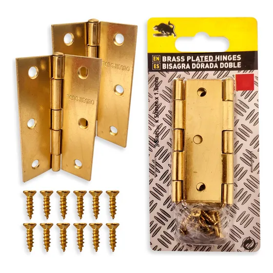 2 Bisagra Galvanizada Zincada 2pc 2,5 Pulgadas + 12 Tornillo