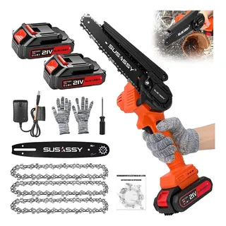 Mini Motosierra Electrica Inalambrica Mano Portatil 6 Inch Color Naranja