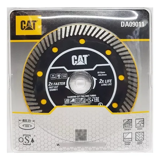 Disco Diamantado Turbo 115mm Cat Ladrillo Concreto Yeso Color Negro