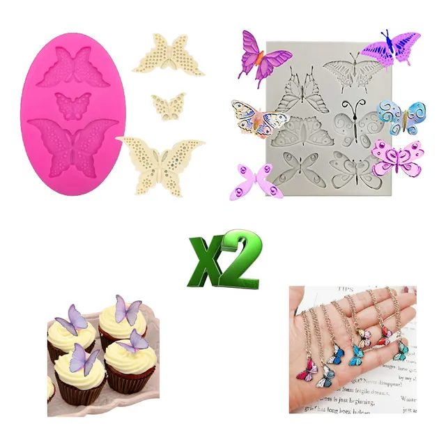 Molde De Silicón Mariposas Fondant Resina Repostería 