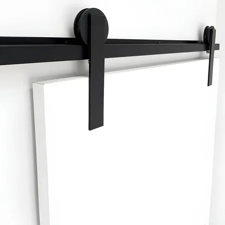 Kit Para Porta De Correr Trilho 2m Com Roldanas Aparentes Decorplace Preto Fosco