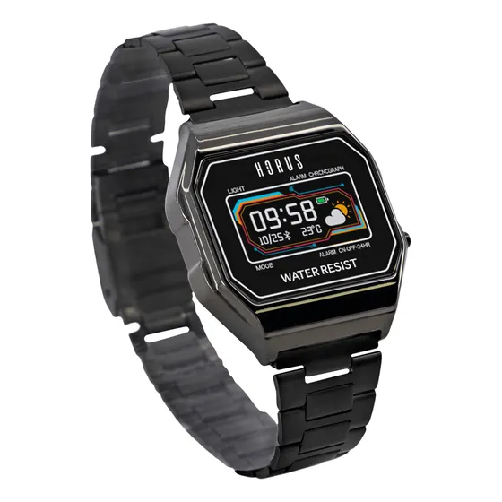 Smartwatch Horus Kairos Estilo Vintage Casio Negro Milanese Negro Negro