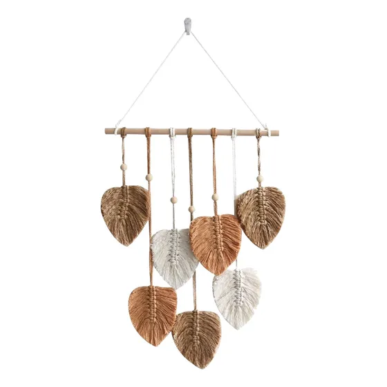 Tapiz Tejido En Macrame Boho Diseño De Hojas Decoración