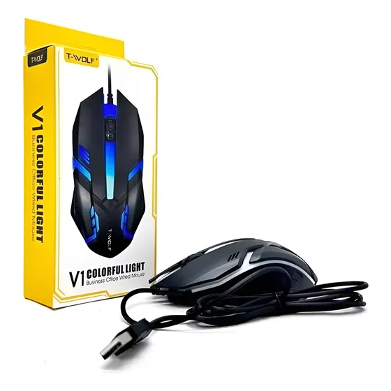 Mouse Alambico Ratón Con Luces Botones Mecánicos T-wolf V1