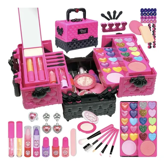 Set Maquillaje Niña Con Estuche Neceser 57 Pzas No Toxico