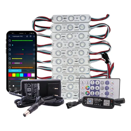 Luz Led 20 Módulos Pixel Rgb Kit Adaptador 12v Y Controlador