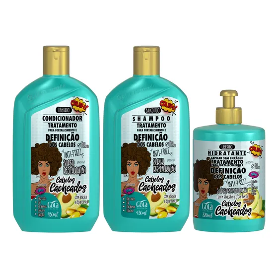 Kit Shampoo Condicionador Creme Pentear Cacheado Anti Volume